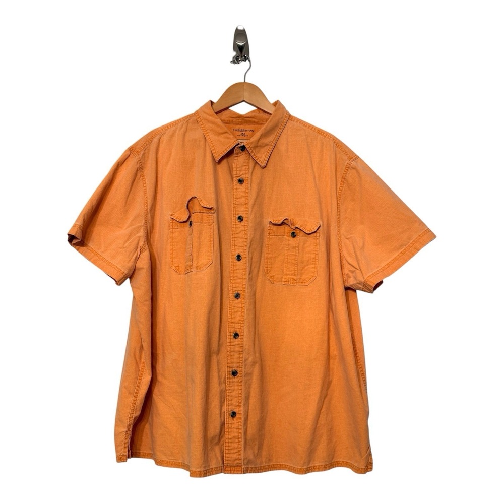 Croft & Barrow Button Up CampShirt Sunwashed 100% Cotton Flap Pockets Men's 3XB